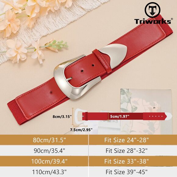Women Wide Elastic Waist Belt For Dresses Fashion Silver Buckle Wide 4671 - Picture 5 of 7